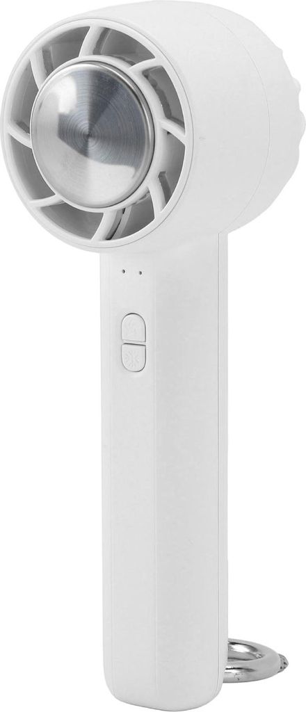 Mini Handheld-Turbo-Ventilator Halbleiter Kühlung leise wiederaufladbare kleine Tasche Fan mit hängenden Haken für Reisen Strand Camping Weiß