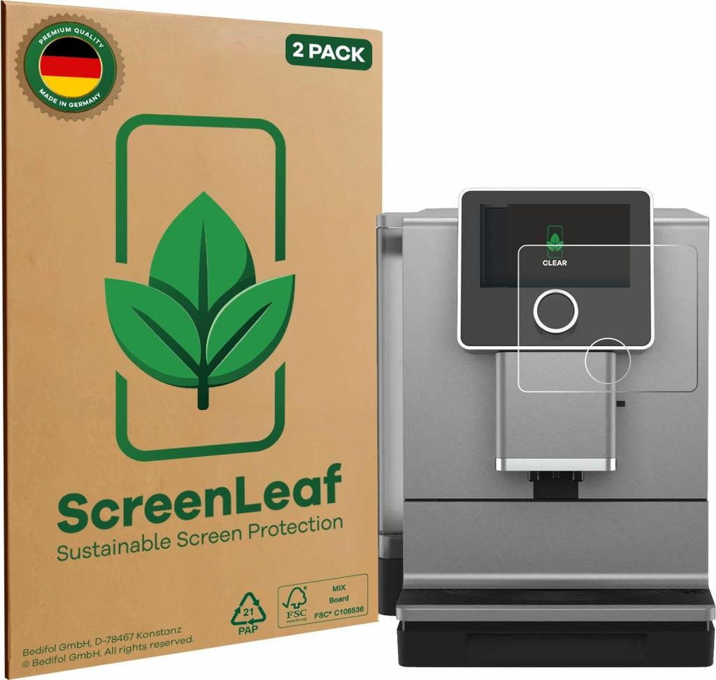 2x ScreenLeaf Schutzfolie für Nivona NICR 970 nachhaltiger Displayschutz Display Schutz Folie Klar Transparent