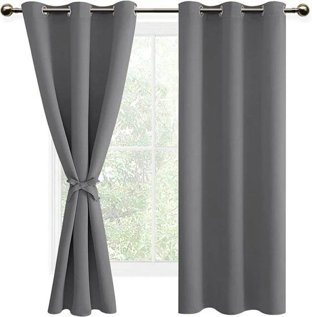 Rideau occultant gris 117x183 cm anti-froid avec technologie thermique