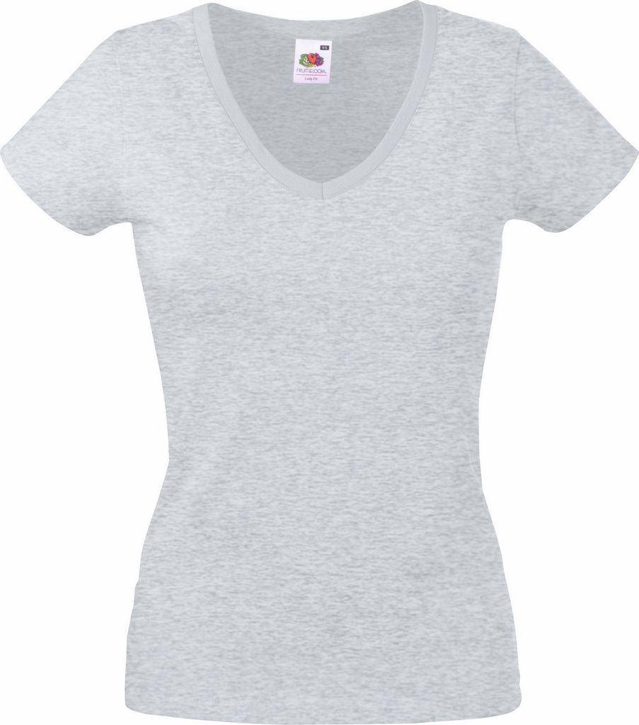 Fruit of the Loom - "Valueweight" T-Shirt V-Ausschnitt für Damen BC1361 (XL) (Grau Meliert)