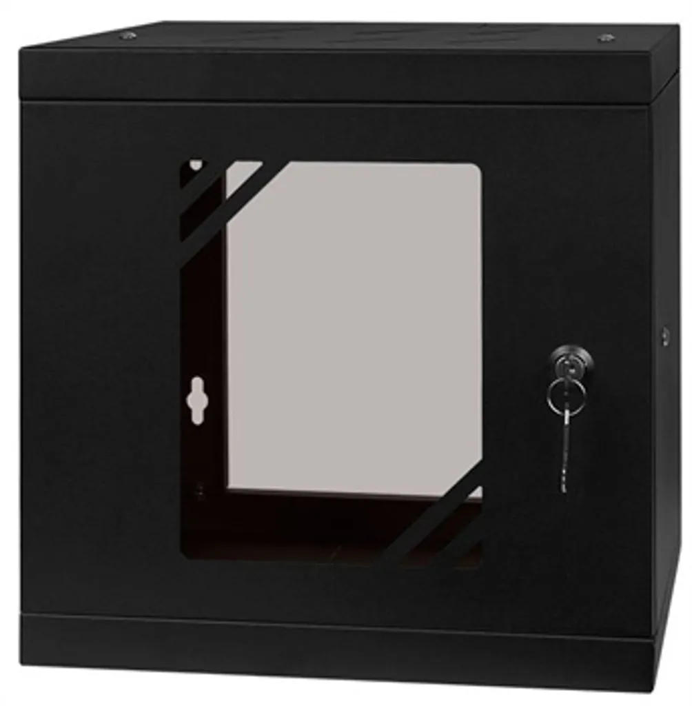 Armoire Informatique 6U 10 Pouces avec Porte Vitrée et Serrure Noir