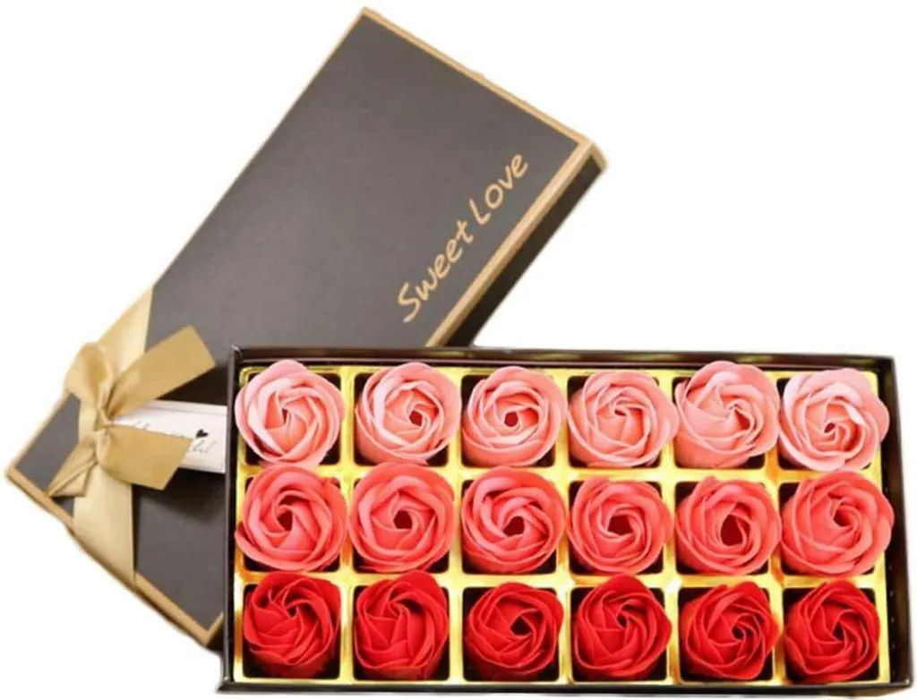 Coffret Cadeau de Roses en Savon pour Bain Relaxant et Déco Romantique
