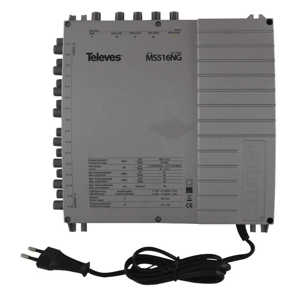 Multiswitch 5x16 Televes fonte MS516NG avec alimentation haute efficacité