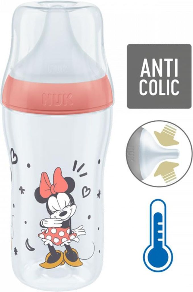 NUK Perfect Match Babyflasche MICKEY Temperature Control 260 ml rot