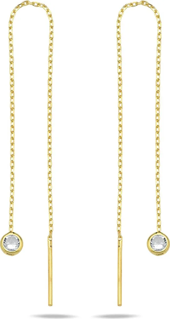 Boucles d'oreilles pendantes en or et argent pour femme avec cristal