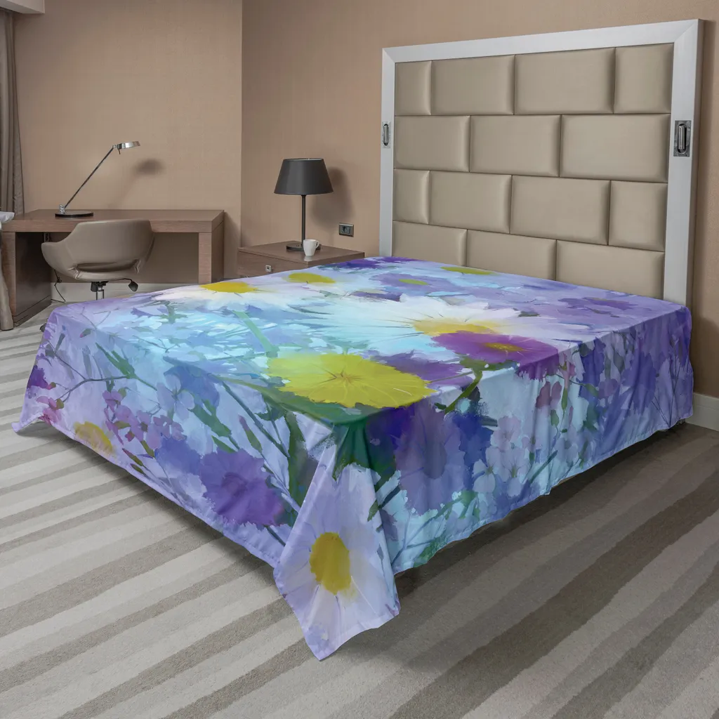 ABAKUHAUS Drap Plat à Fleurs Vintage Pastel 260x228 cm Multicolore
