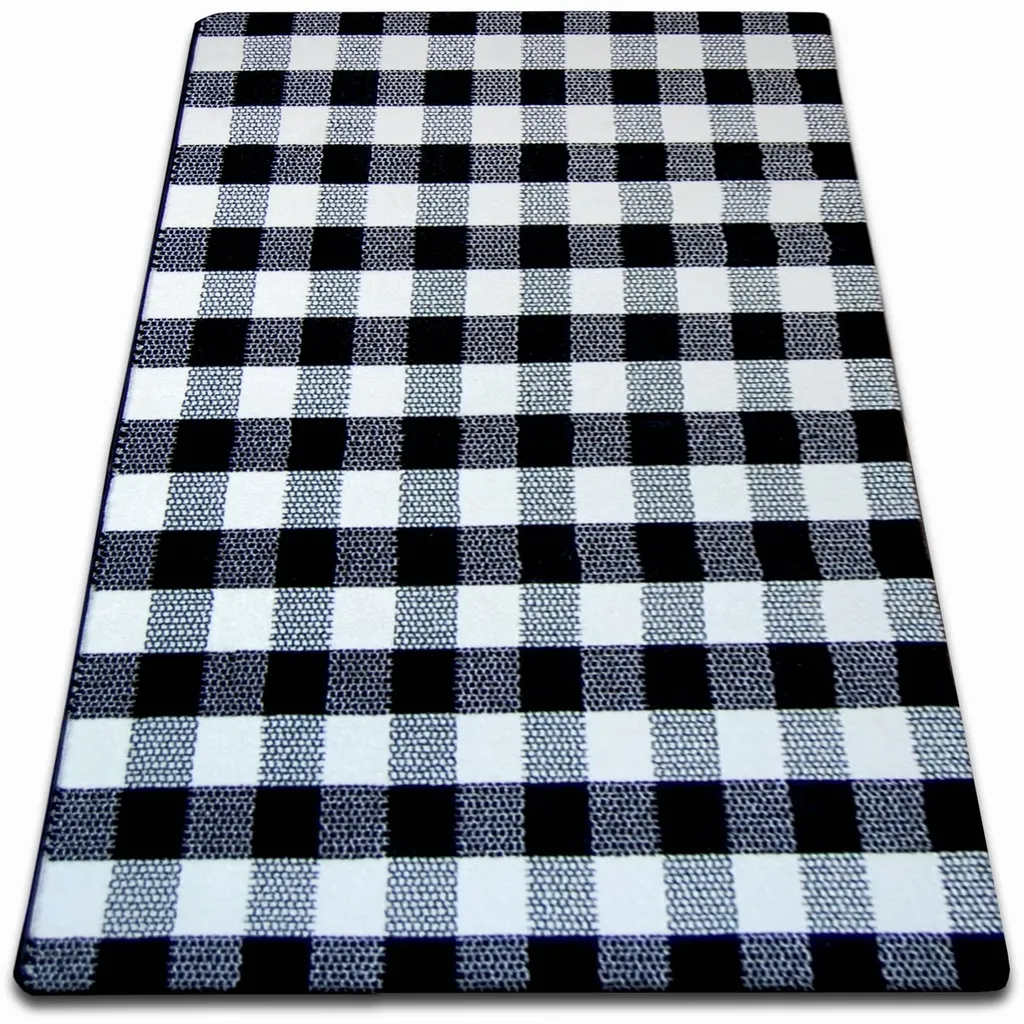 Tapis de salon moderne à carreaux blancs 140x190 cm modèle SKETCH