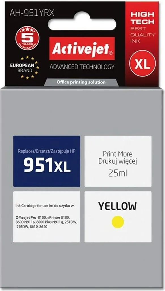 Activejet AH-951YRX Żółty tusz zamiennik HP 951XL 25 ml