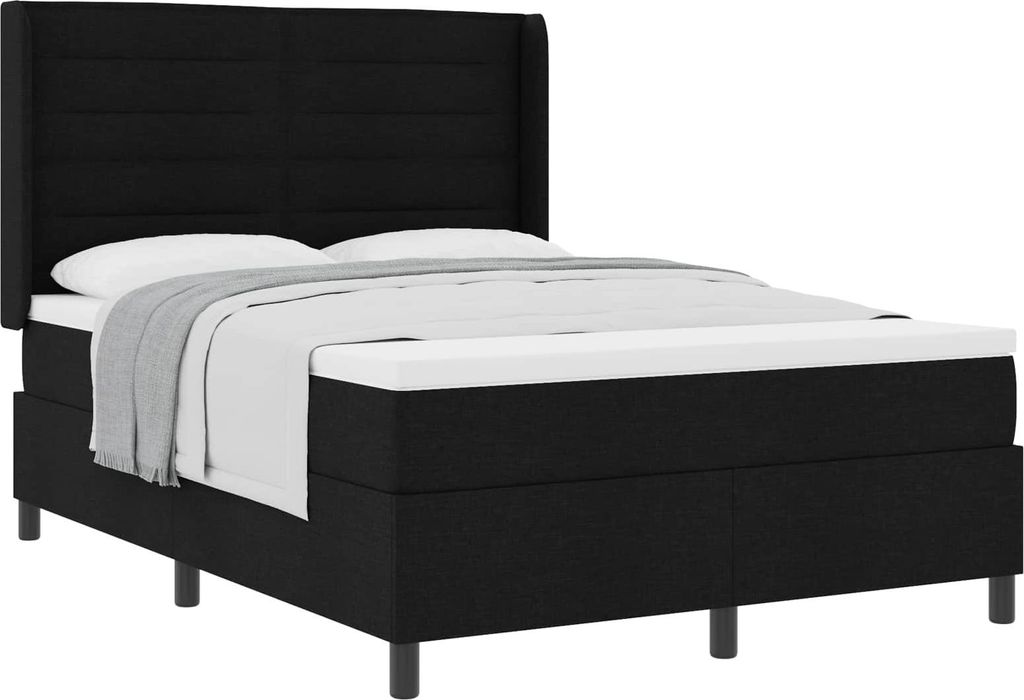 Boxspringbett mit Matratze Schwarz 190 x 140 cm Stoff