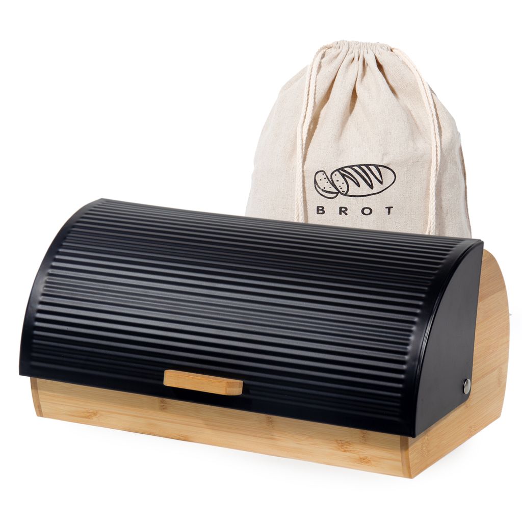 Theo Cleo Brotkasten Metall Holz, Brotbox Schwarz, Brot Produktbild 