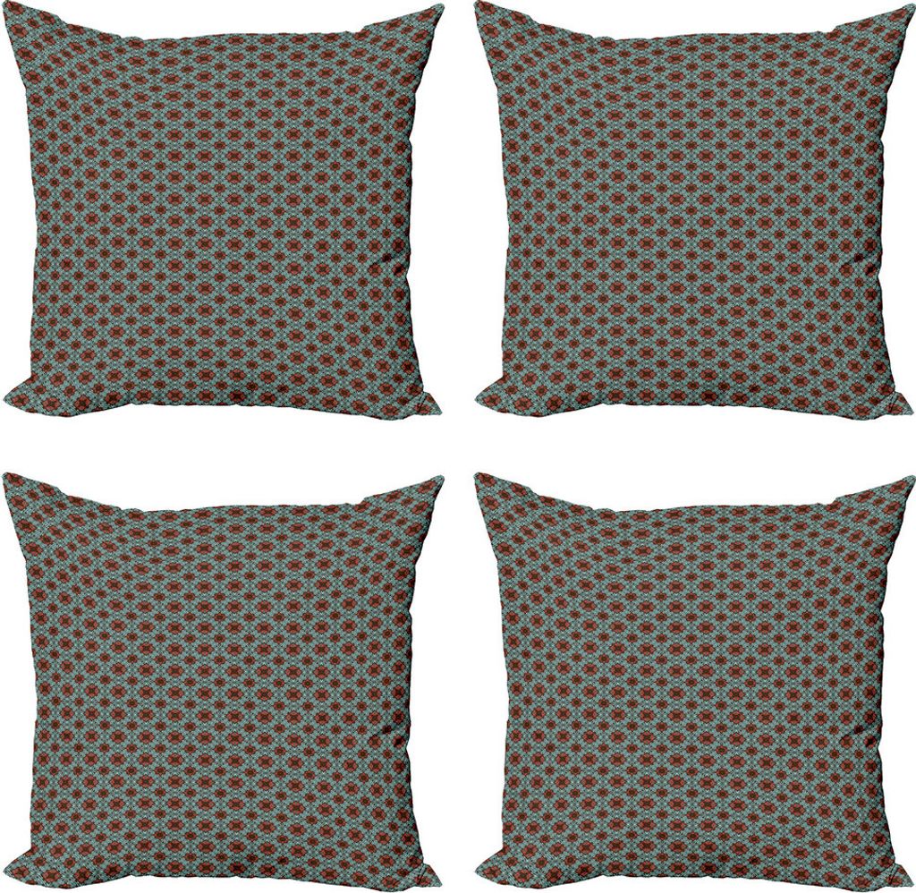ABAKUHAUS Jahrgang Kissenbezug Set (4 Stück), Klassische Blumenmotive, Moderner Doppelseitiger Digitaldruck, 50 cm x 50 cm, Coral Blassblau