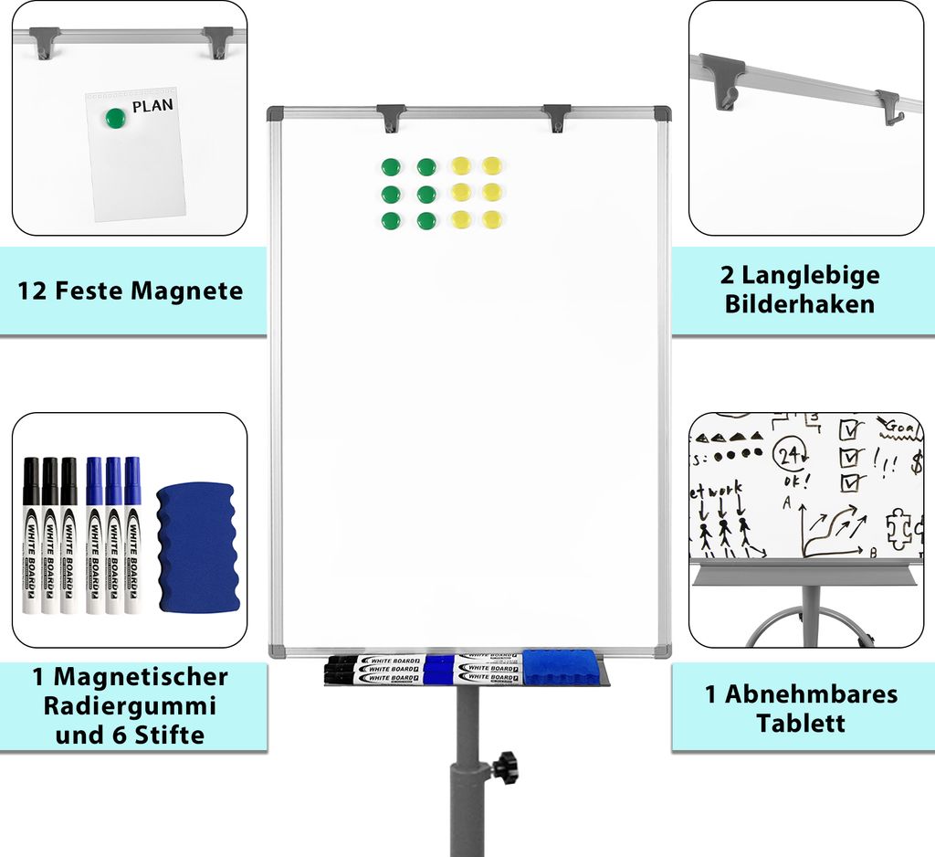 LZQ Flipchart mit Rollen - 60 x 90 cm,  höhenverstellbar Produktbild 4