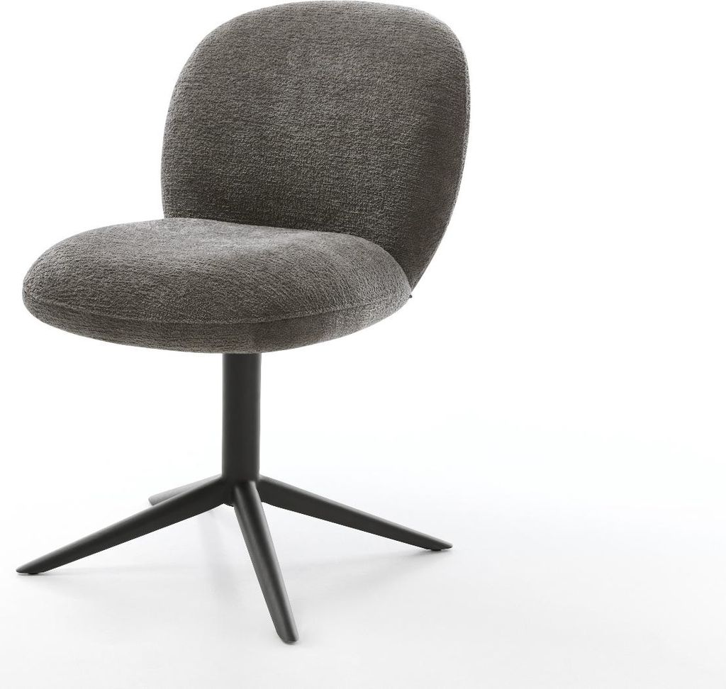 DELIFE Drehstuhl Nube-Flex Bouclé Soft Schlamm Fußkreuz Schwarz 360° drehbar Wippfunktion Taschenfederkern