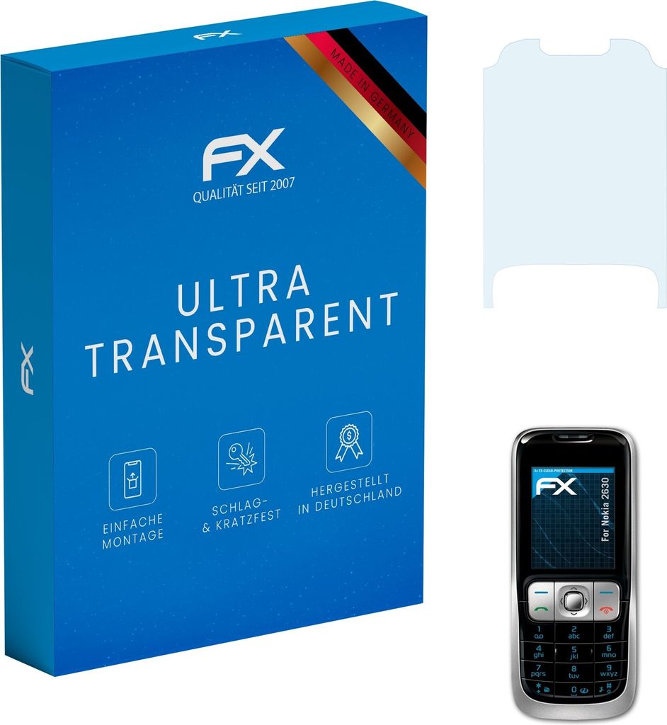 atFoliX FX-Clear 3x Schutzfolie kompatibel mit Nokia 2630 Displayschutzfolie