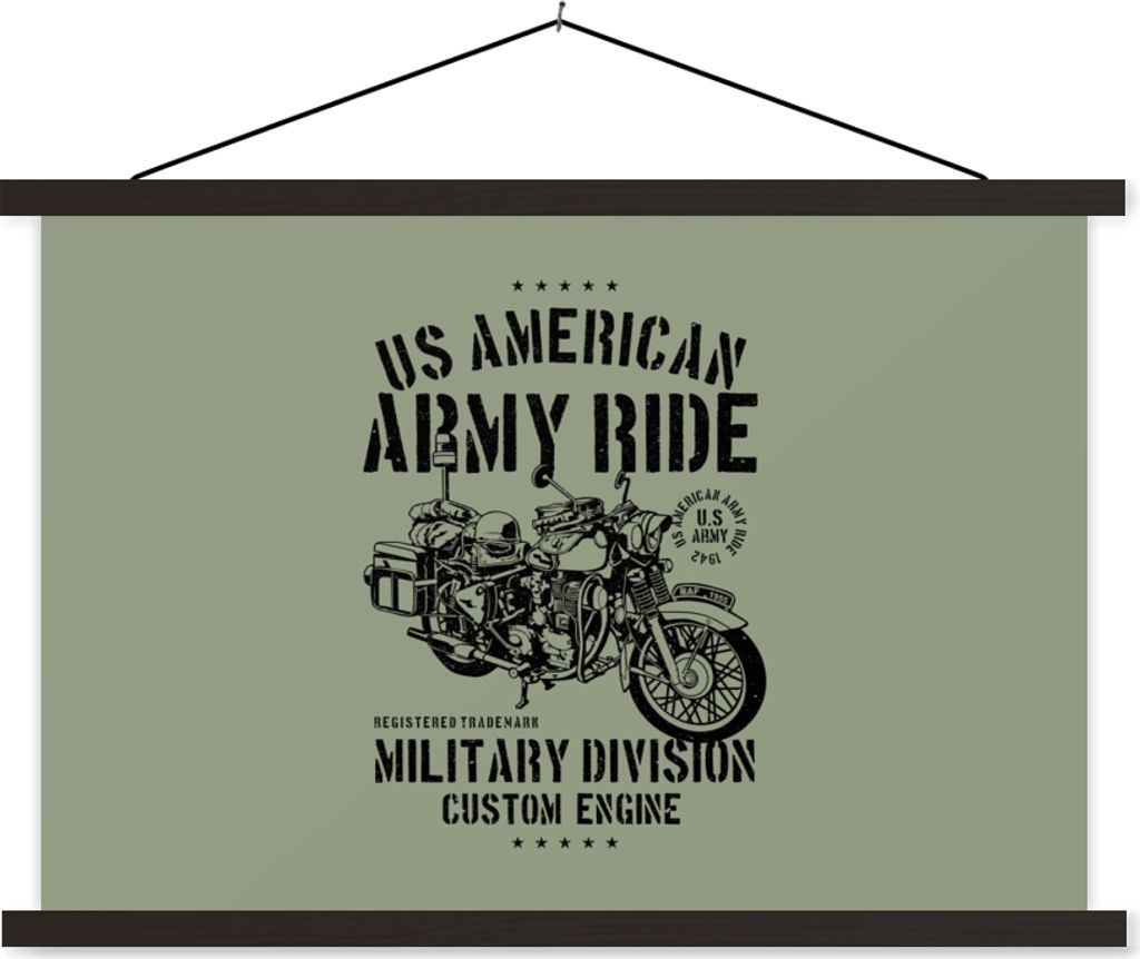 MuchoWow Textilposter Mancave - Motor - Grün - Vintage 150x100 cm mit schwarzem Rahmen - Schlafzimmer