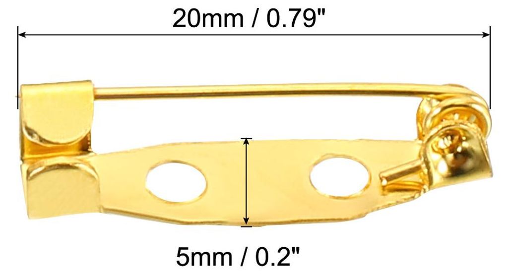 100 Stš¹ck Sicherheitsstangen Stifte 20mm Broschen Verschluss Nadelrš¹cken fš¹r Ausweise Namenskarten Tags DIY Handwerk Goldton