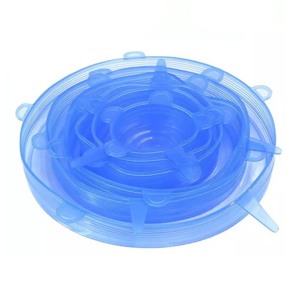 12 Stück Stretch Dehnbare Silikon Deckel Frischhaltedeckel BPA Frei Blau 