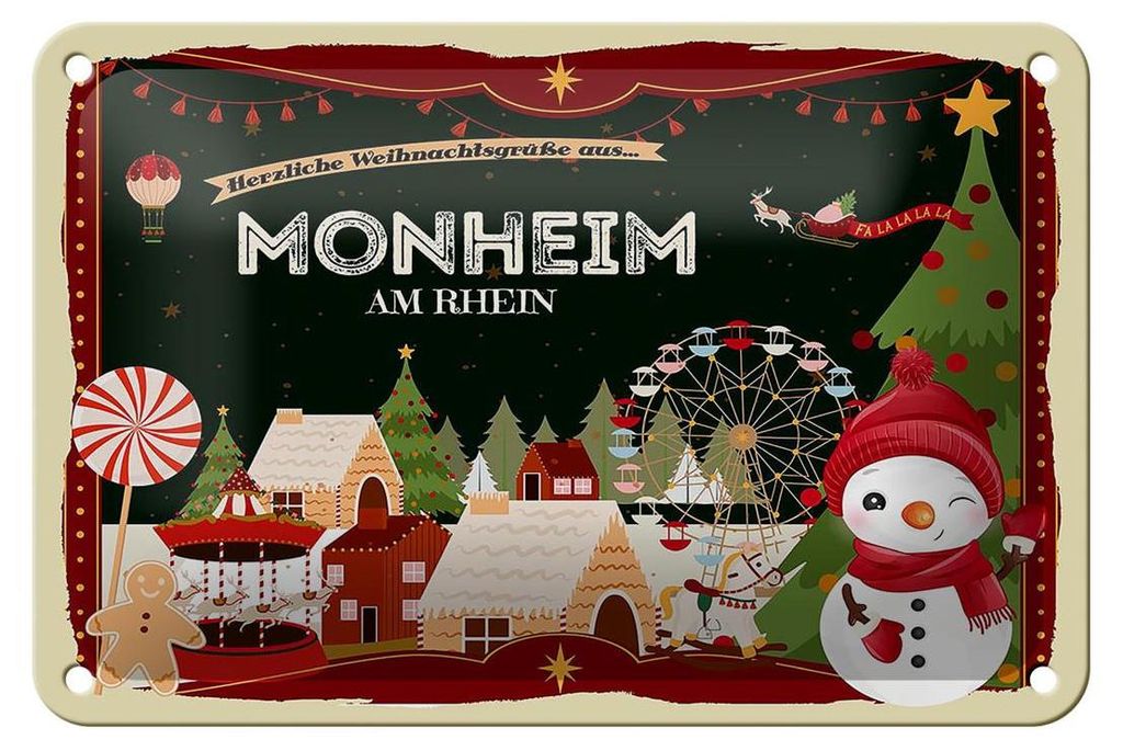 Blechschild Weihnachten Grüße MONHEIM AM RHEIN Geschenk Produktbild 