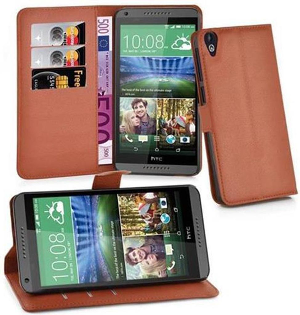Cadorabo Hülle für HTC Desire 820 Schutz Hülle in Braun Handyhülle Etui Case Cover Magnetverschluss