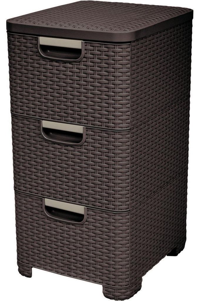 Komoda s 3 zásuvkami 3x14l RATTAN Style - hnedá Obrázok produktu 
