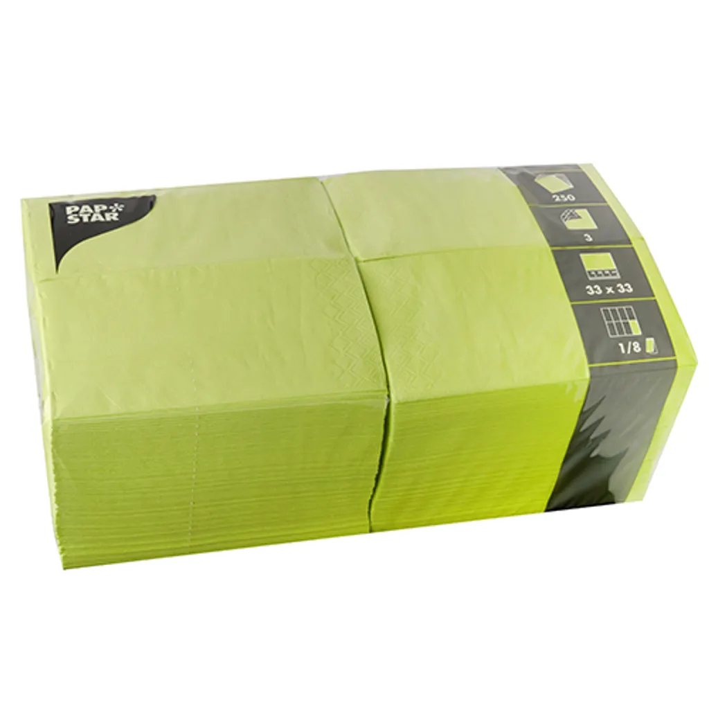 PAPSTAR 87227 Serviettes de table Bistro 33x33 cm 3 plis Vert Limone