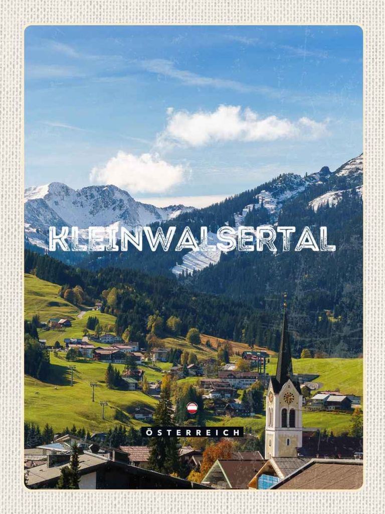 vianmo Holzschild 40x30 cm Kleinwalsertal Kirche Gondel Wanderung Bildmotiv Reisemotiv Europa