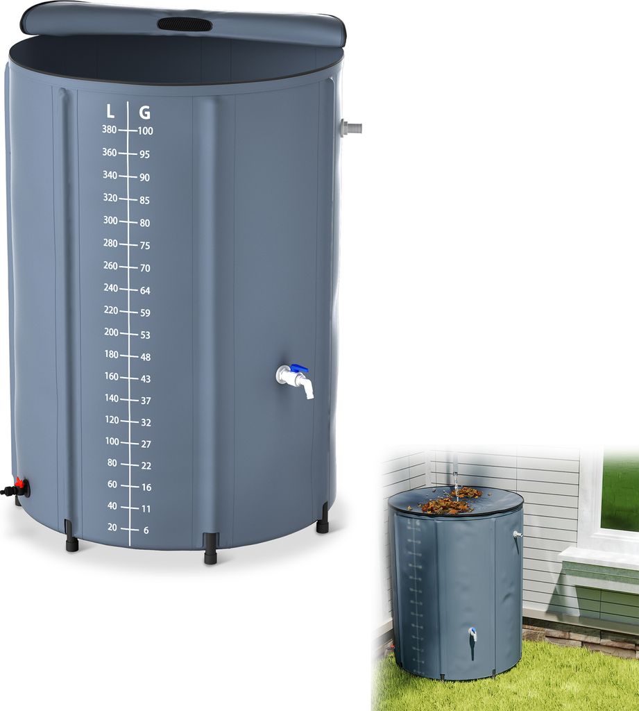 UISEBRT 380 Liter Faltbare Regentonne, Regenwassertonne, Produktbild 