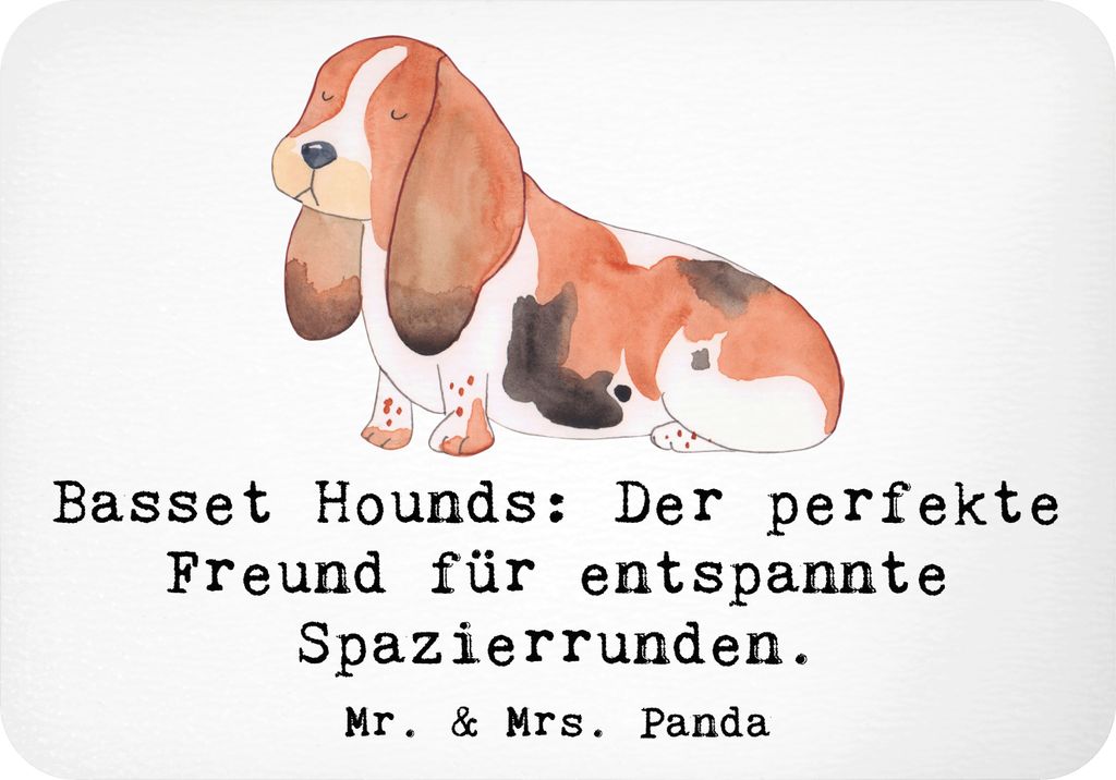 Mr. & Mrs. Panda magnet Basset Hound Freund - Weiß - Geschenk, Spaziergänge, treuer Begleiter, Notizhalter, Hunderassen, entspannte Spazierrunden...