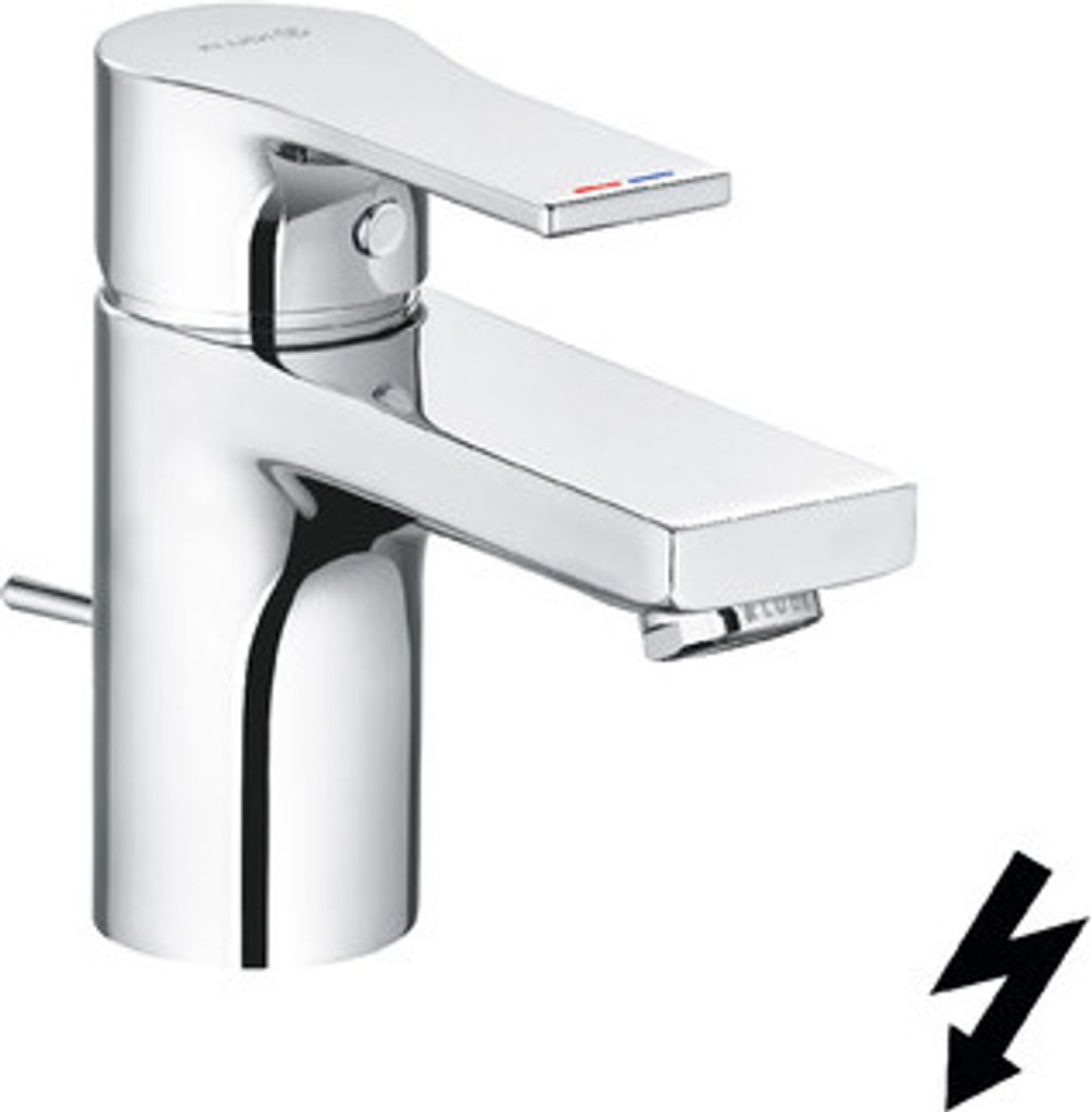 KLUDI ZENTA SL Waschtisch-Einhandmischer, Auslaufhöhe 75mm, für drucklose Speicher, chrom, 482770565