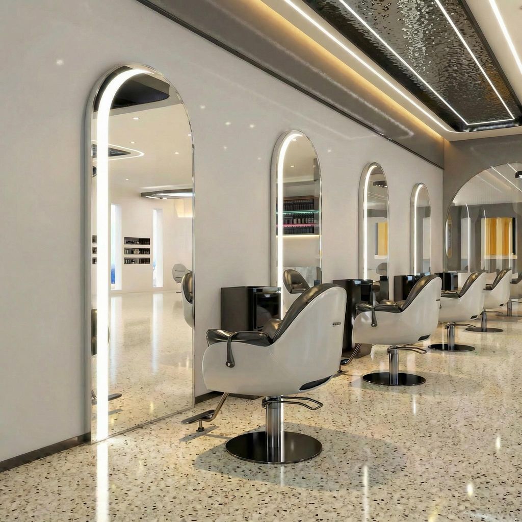 Spiegelkonsole LED für Friseur, Barber & Kosmetik 180x80 Produktbild  KI-generiertes Bild