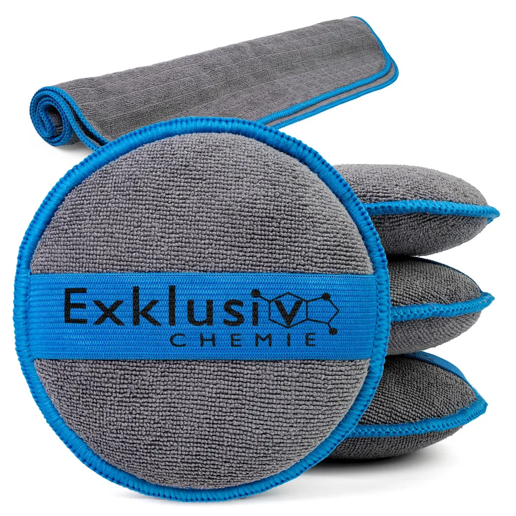 Kit Polissage Manuel 4 Éponges et Microfibre 380 GSM Haute Densité pour Auto