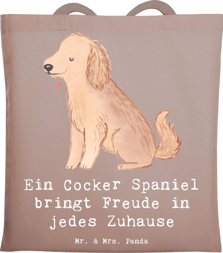 Mr. & Mrs. Panda Tote Bag Cocker Spaniel Freude - Braun Pastell - Geschenk, Tasche, Uni, Stoffbeutel, Hund, Hunderassen, Herzlichkeit, stoff shoppe...