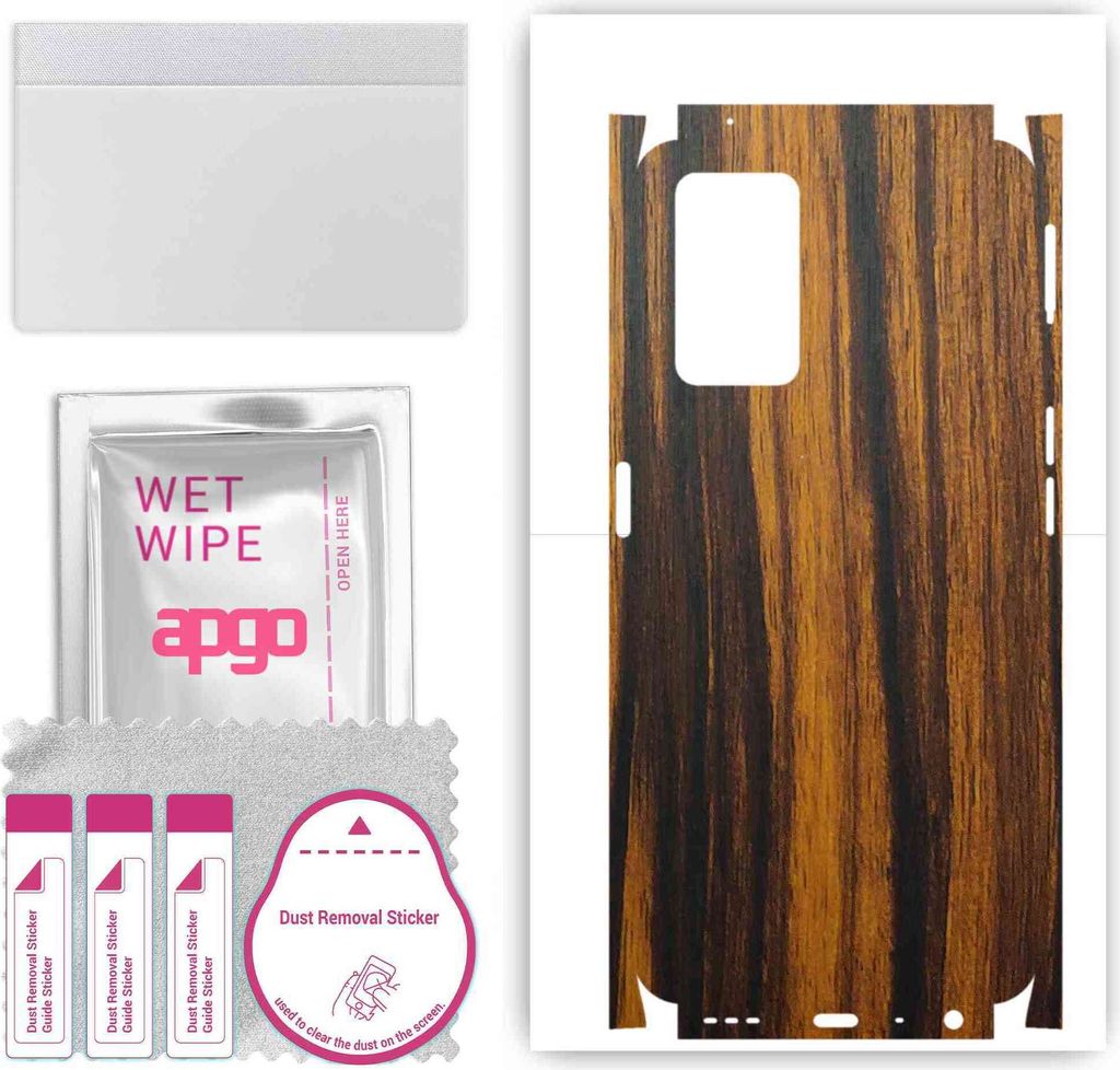 apgo Rückseite + Seiten Schutzfolie, Skin, kompatibel mit Oppo K10, Hinten Displayschutzfolie aus Vinylfolie, kratzfest, einfache Montage - Tigerwood