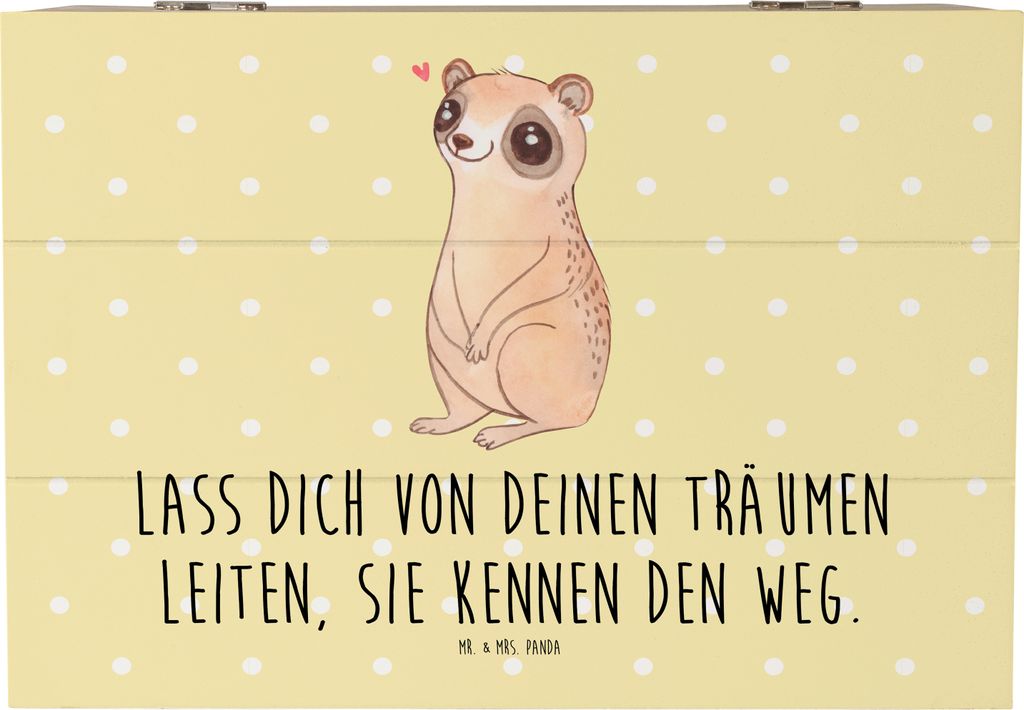 Mr. & Mrs. Panda Schatulle Plumplori Glücklich 22 x 15 cm - Gelb Pastell - Geschenk, Box, Lustige Sprüche, Niedlich, Holztruhe, Glück, Kiste, mi...