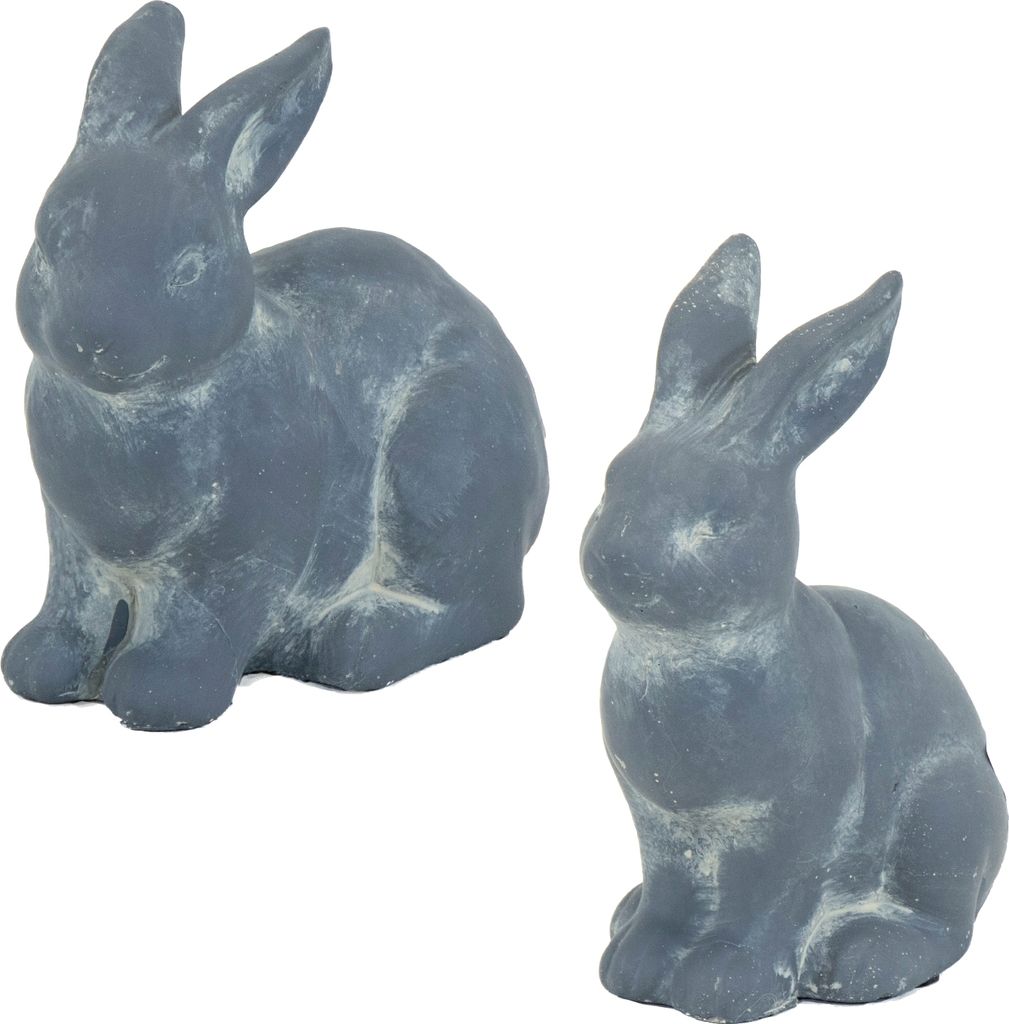 Figurines Lapin Gris - 2 pièces - Pierre - 17 et 20 cm Image du produit 