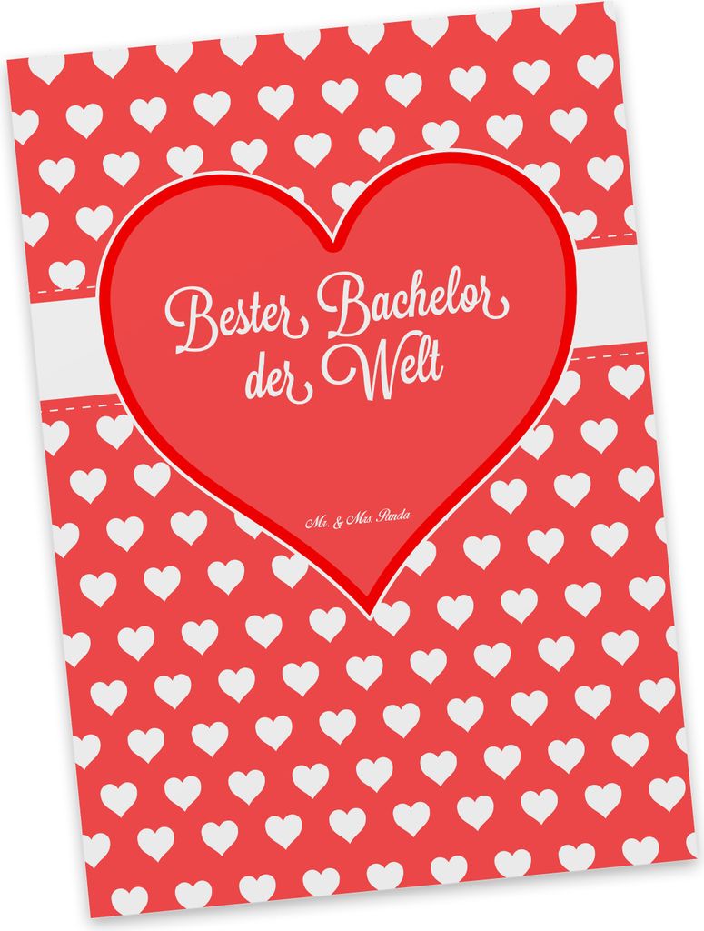 Mr. & Mrs. Panda Postkarte Bachelor - Geschenk, Grußkarte, Student, Uni, Herz Liebe Verliebt Dankeschön Geburtstag Bester Beste Bedanken, Ansicht...