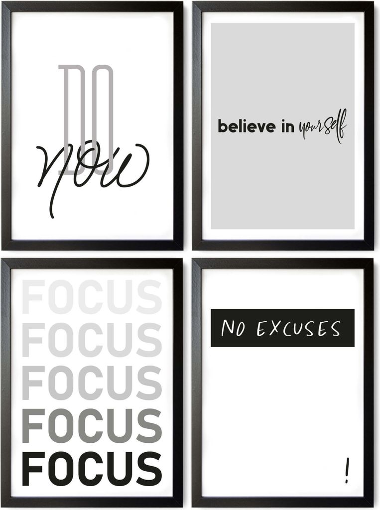 4er Poster Set Premium Bilder Motivation Spruch Kunstdruck Produktbild 