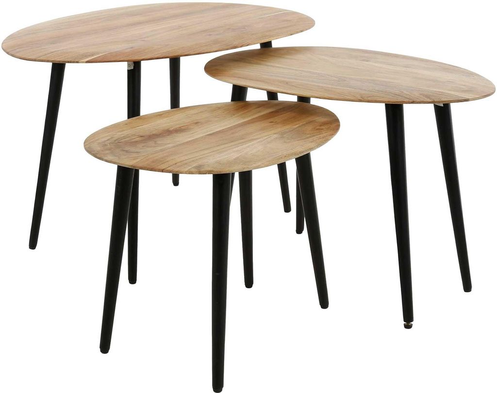 3er-Set Couchtische Auranne Akazie massiv
