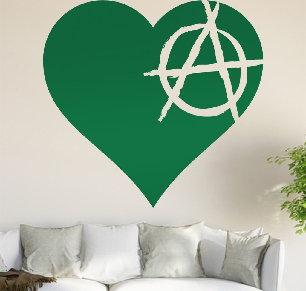 Anarchie - Herz Wandtattoo in 6 Größen - Wandaufkleber Wall Sticker - Dekoration, Küche, Wohnzimmer, Schlafzimmer, Badezimmer