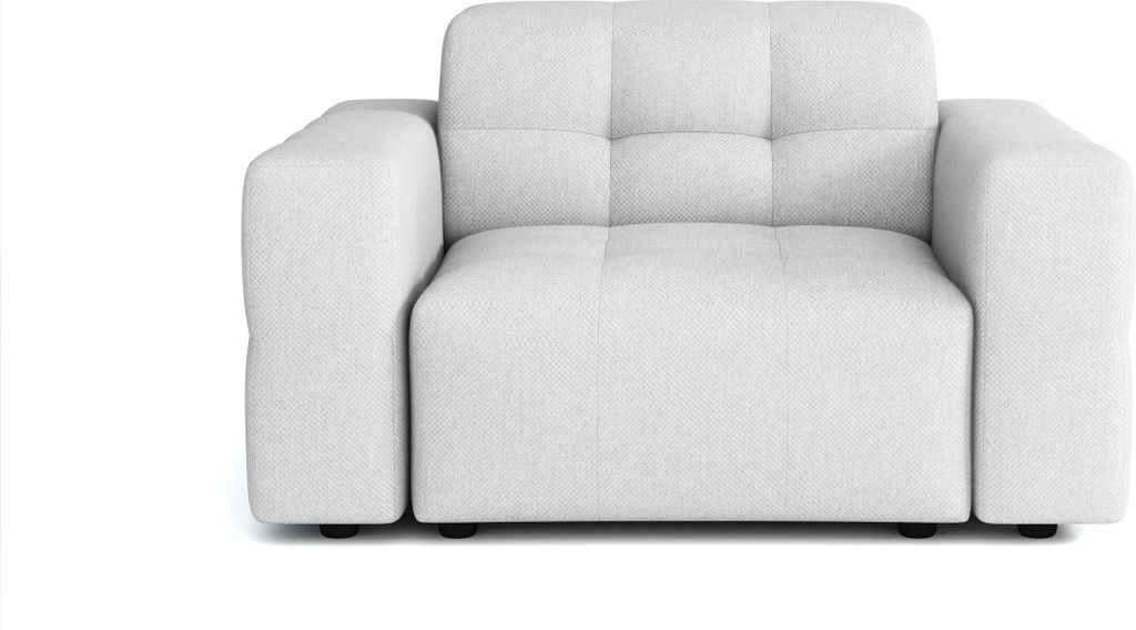 Emoebel24 Sessel Lexury Lounge Armchair Bergi Hellgrau 124x102x70 cm Modernes Design, bequemer Sitz, gesteppte Polsterung