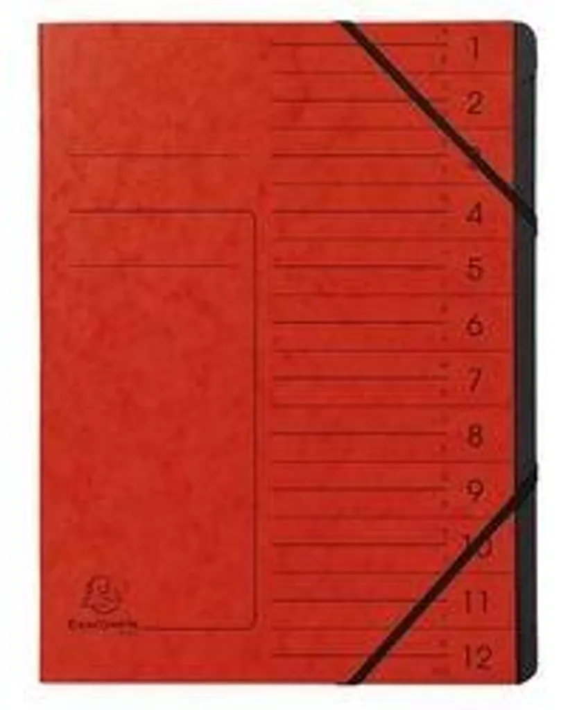 Trieur 12 compartiments A4 Exacompta 541205E carte noir intérieur rouge - 8