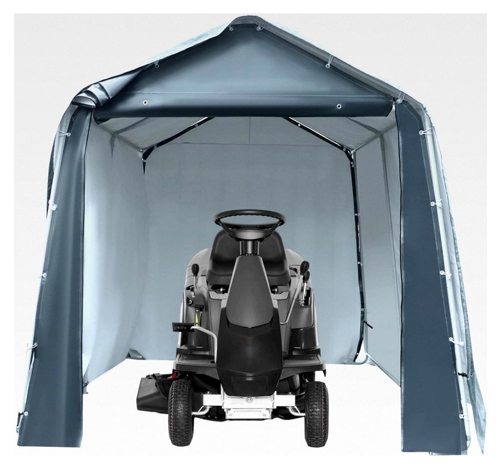 Garagenzelt, Outdoor Lagerzelt 2,4 x 2,4 m, wasserdicht, winddicht, UV-beständig, faltbar mit Stahlrohren, grau