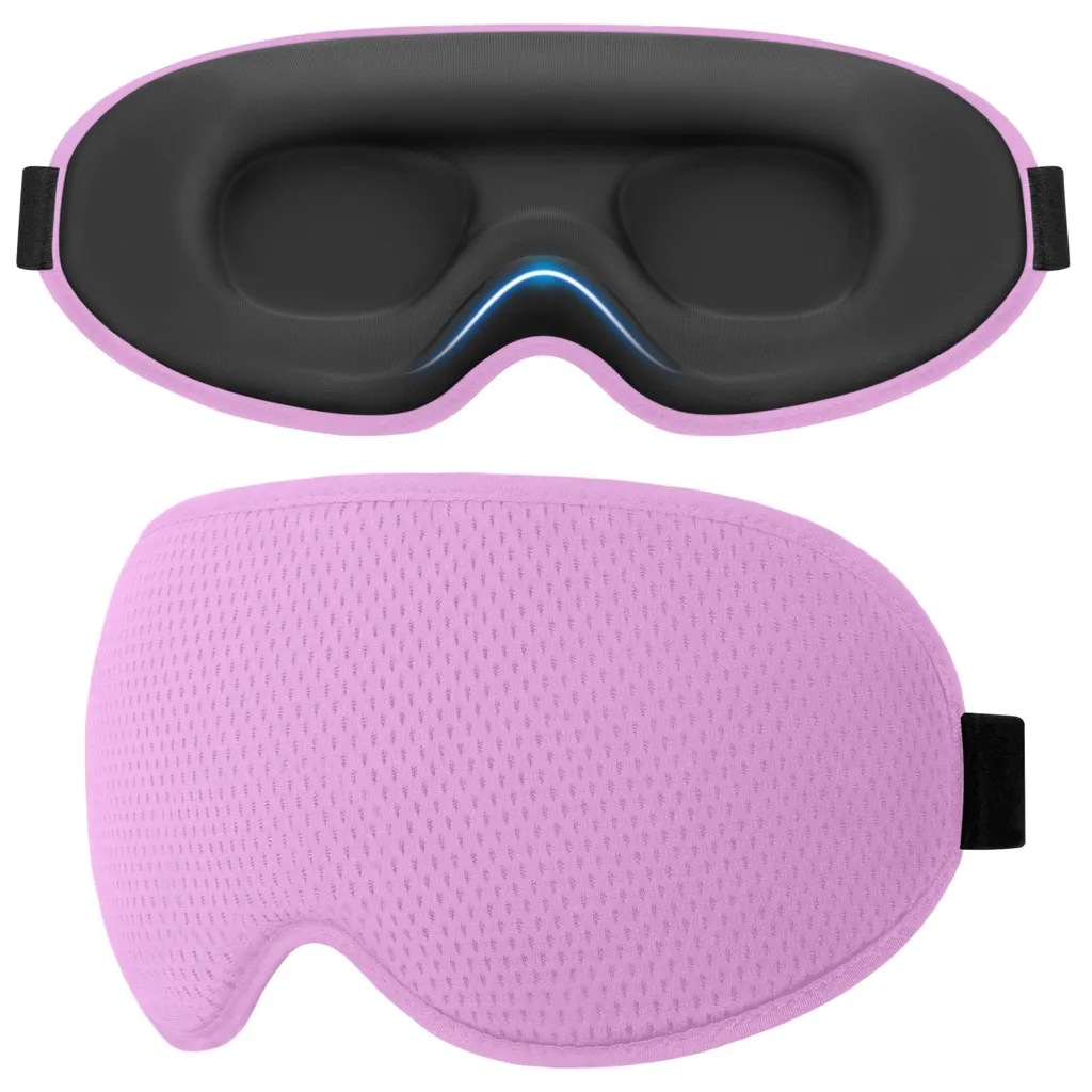 Masque de nuit ergonomique occultant violet pour dormir sur le côté