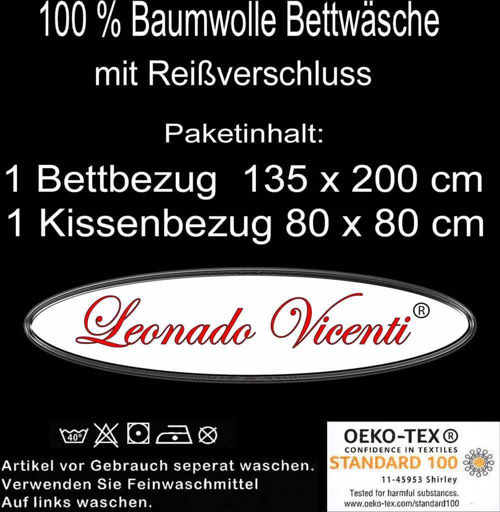 4 teilige Uni Bettwäsche 135 x 200 cm schwarz Einfarbig Produktbild 10