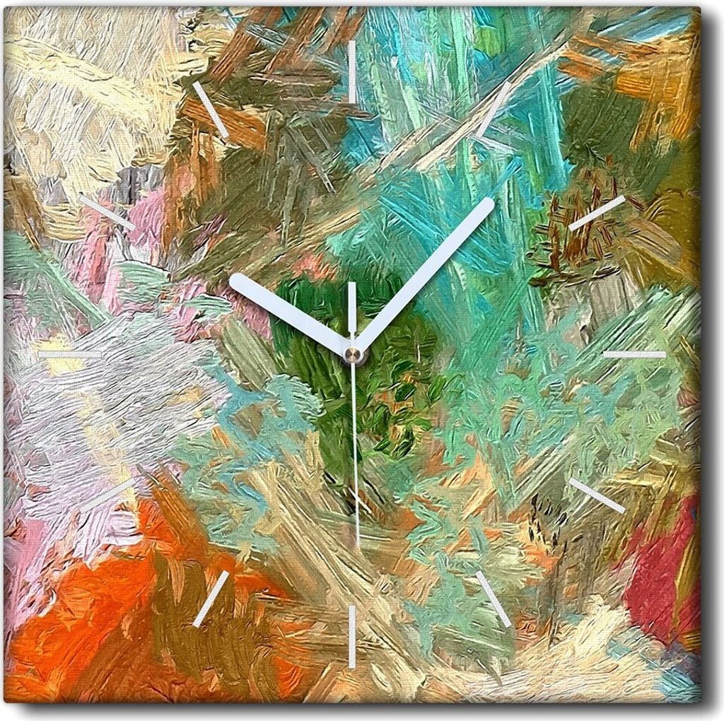 Coloray Uhr auf Leinwand 30x30 cm Wand Uhr Dekoration Wohnzimmer Segeltuch weiße Zeiger -Kunst-Kunst-Abstraktion.
