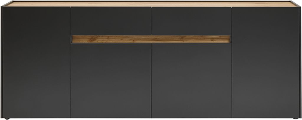 Esszimmer Sideboard CRISP-61 in anthrazit mit Absetzungen in Wotan Eiche Nb., B/H/T: ca. 220/87/40 cm