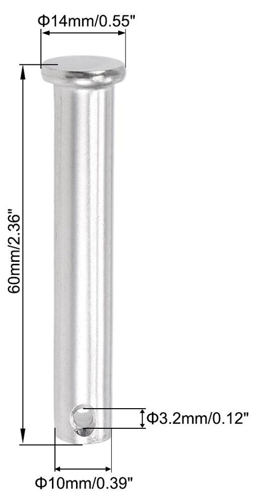 4 Stš¹ck Steckbolzen Einloch Gabelkopfstifte 10mm x 60mm Splintstift Flachkopf Edelstahl 304 Verbindungsscharnierstift