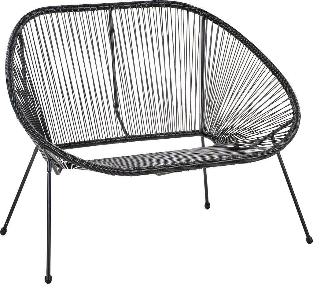BELIANI Ławka sofa balkonowa czarna technorattan stal 114 Zdjęcie produktu 4