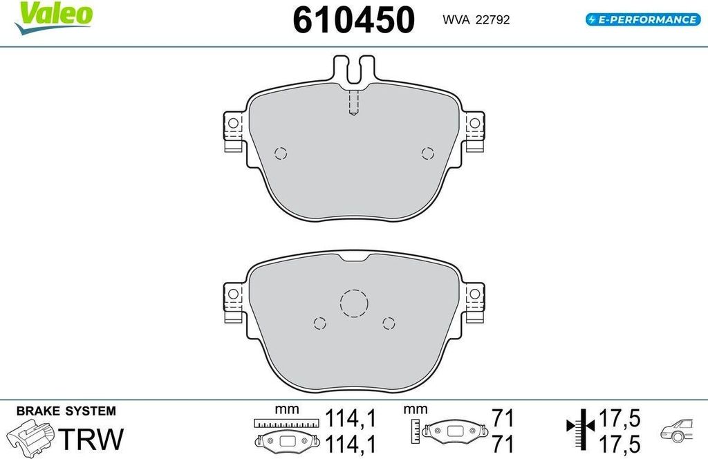 VALEO Bremsbeläge Satz Hinten passend für MERCEDES-BENZ E-Klasse Limousine (W213) 610450