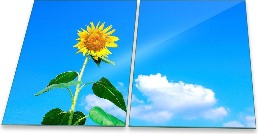Herdabdeckplatte Glaskeramik 2-Teilig 2x40x52 Sonnenblume Gelb Abdeckung Spritzschutz